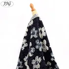 Free sample wholesale 55% linen 45% rayon big flower print fabric for dress