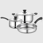 SNEDAKE-3SP Soup pot milk pot frying pan 3PCS Stainless Steel Cookware Set Cooking Pots And Pans with handles