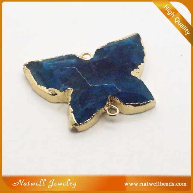 plated nature butterfly shape druzy agate stone double buckle