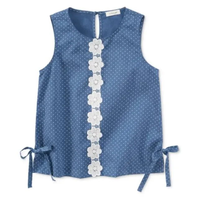 children"s woven vest girls soft fabric casual lace vests for