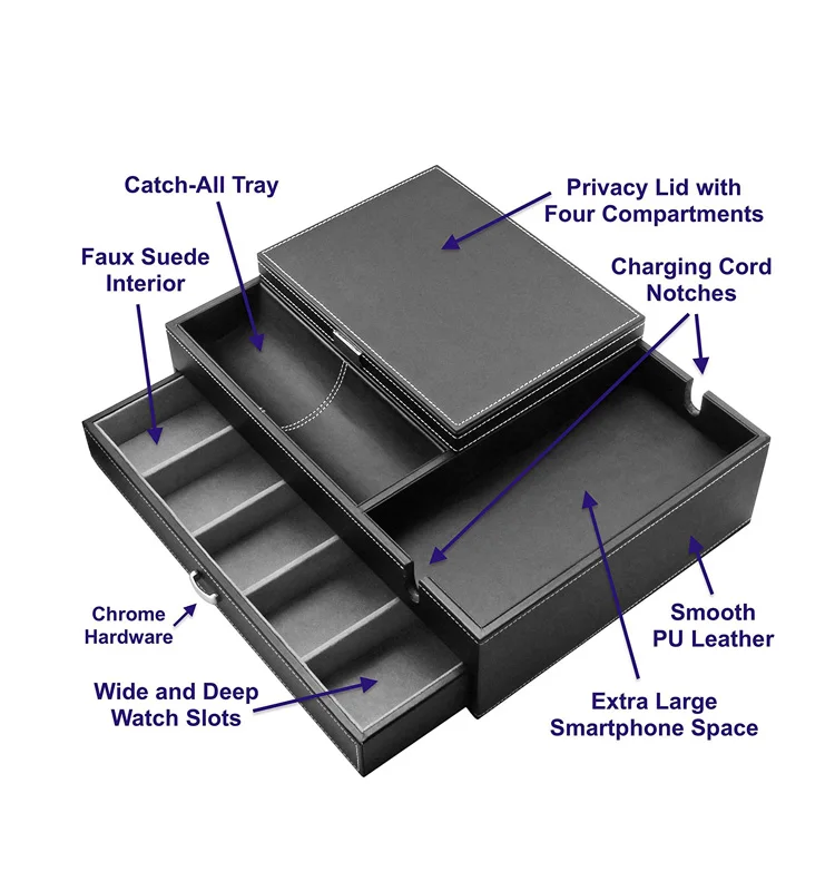 Pu Leather Office Desk Drawer Dresser Valet Tray For Men Mens Office Desk Drawer Dresser Valet Tray