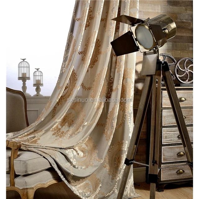 luxury european jacquard sheer velvet curtain panel for bed room