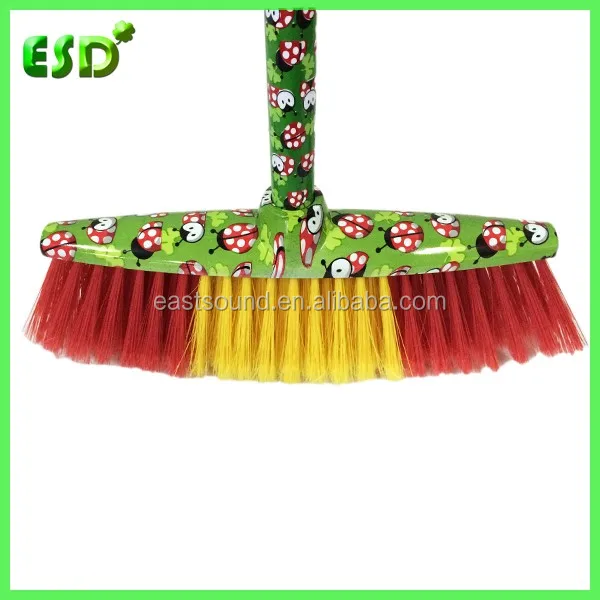 new design plastic printed flower broom with handle