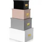 Home decor stack-able power coated square storage trunk box organizer set 4