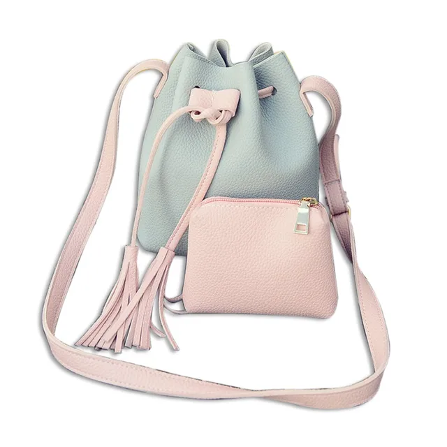 tassel bucket bag leather handbag brand messenger bag female