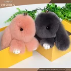 Wholesale China custom keychain white christmas rabbit fur balls