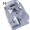 Men 2019 Long Sleeve Formal Business Slim Fit Dress Camisas Strip Pinstripe Man T Shirt 100% Cotton