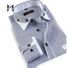 Men 2019 Long Sleeve Formal Business Slim Fit Dress Camisas Strip Pinstripe Man T Shirt 100% Cotton