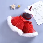 Christmas costume dress with unicorn headband red tutu skirt for girls Santa Outfits christmas party supplies