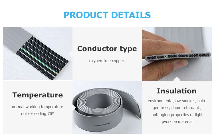 power and signal rubber flat cable pvc insulation