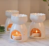 Factory stock cheap white color lotus design ceramic SPA oil burner