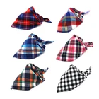 Adjustable Triangle Plaid Christmas Pet Dog Bandanas Bibs Scarf