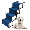 Dog Car Accordion Folding Stairs Metal Frame Collapsible Pet Ramp with Four Dog Steps Portable Adjustable Ramp