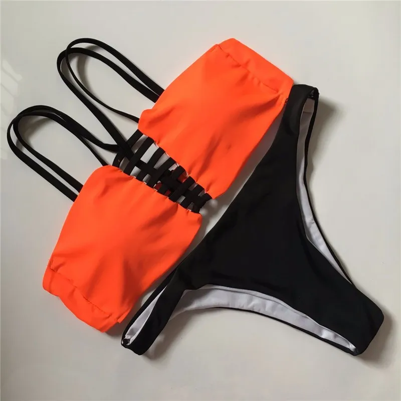 Fashion Sey Bikini 2016 Swimwear Women High Neck Swimsuit Push Up Summer Bathing Suit Beachwear Biquini maillot de bain