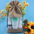 Custom Drawstring Jute Bag With PVC Window