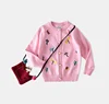 Latest design kids clothing new knitted girls cardigans children embroidered sweater