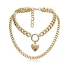 2019 fashion necklaces jewelry gold chunky punk chain choker multilayer heart locket pendant necklace for women