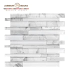 hot sales crystal glass and marble strip mosaic tile