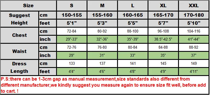size chart game thrones