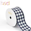 Wholesale custom size black polyester gift packaging plaid check gingham ribbon