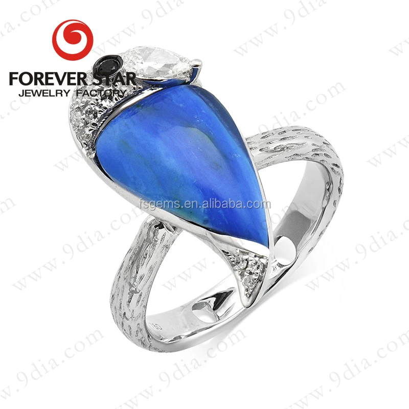 2019 Горячая Распродажа натуральный перуанский синий опал 14 К Белое золото новый дизайн золото палец кольцо кольца дизайн для женщин с ценой