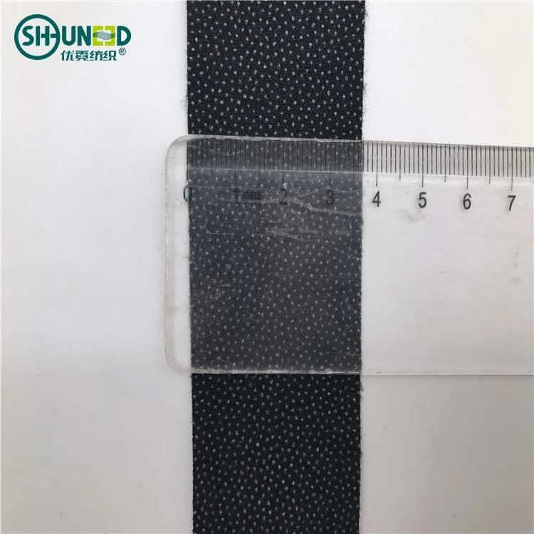 High quality fusible woven 100% polyester stretch waistband interlining waistband high elastic adhesive dot fuse for trousers