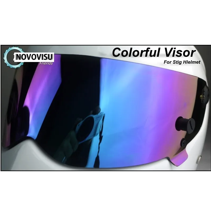 NOVOVISU Black  Silver  Colorful Visor lens of The Stig Helmet  Decelerating Visor  Helmet Shield
