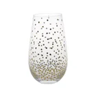 elegant gold dot wine clear stemless glasses cup