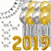 2019 new year party star garland foil curtain New Year Occasion Silver Ball boppers head band happy new year decorations