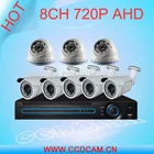 waterproof and vandalproof bullet and dome 8ch 1.0MP cctv dvr kit for cctv surveillance systems