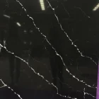 Elegant black artificial quartz with white vein for kitchen bathroom countertop vanity top