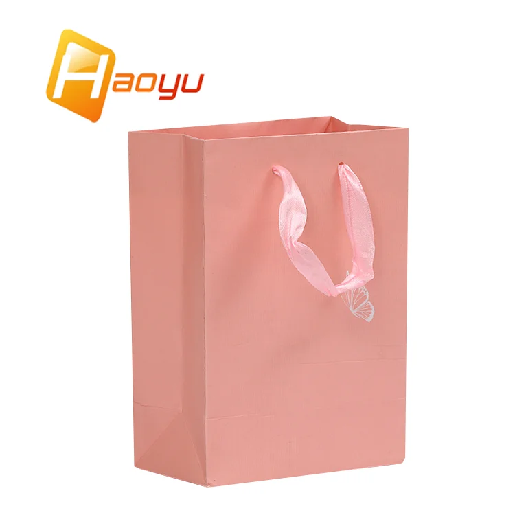 white paperboard paper gift bag with offset printing