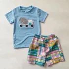cheap wholesale short sleeve summer embroidery boy outfit children clothes