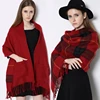 2017 winter fashion scarves shawls and wraps thick wholesale polyester wool blankets plaid cashmere feel wrap stole with pocket