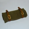 Custom waxed canvas bartender tool roll up bag with leather trim