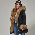 Womens Fox Fur Lined Warm Parkas Coats Winter Long Fur Parka Jackets