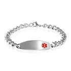High quality 316L stainless steel mens custom engraved alert curb chain medical bracelet bracelet pandora