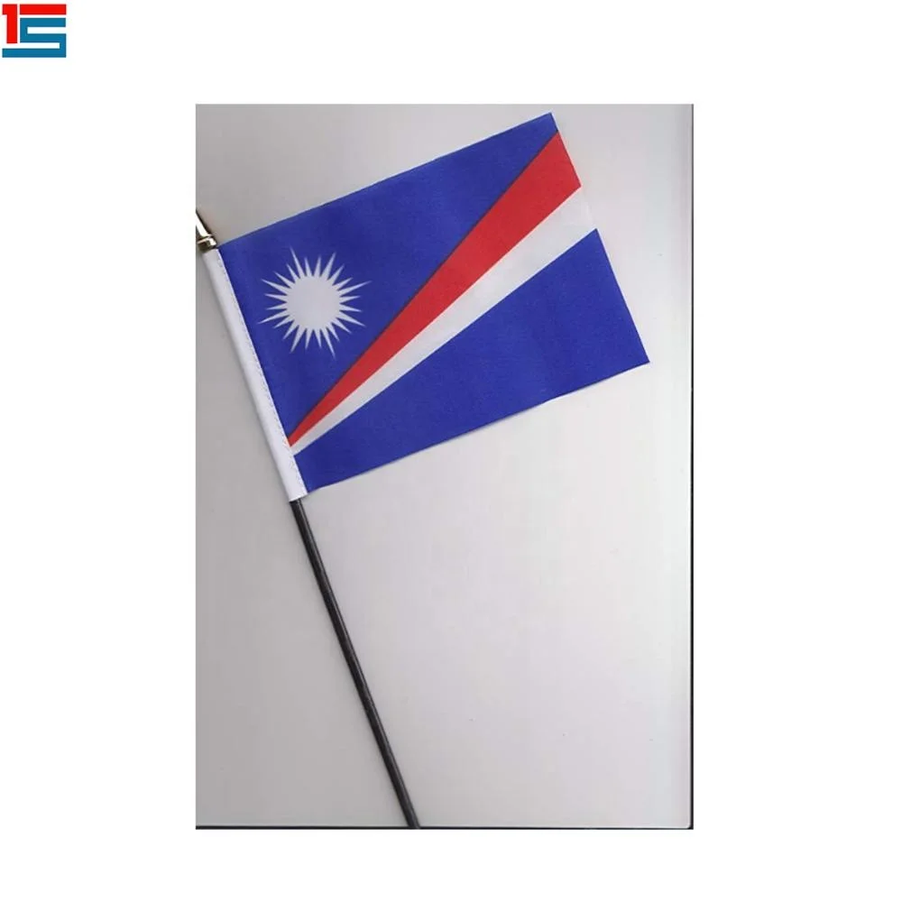 热销马绍尔群岛棍子国旗国家 10 x 15厘米大小手挥舞着国旗
