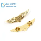 Chinese supplier custom metal 3D zinc alloy gold plated pilot wing badge with double butterfly clutch