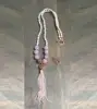 Long Seed Tassel Purple Agate Natural Stone Knot Necklace Semi-Precious Stone Jewelry