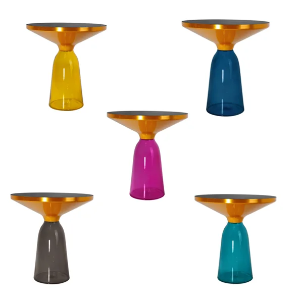 Home Hotel Side End Tempered Glass Gold Modern Colorful Bell Coffee Table
