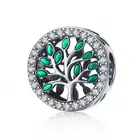 Starland Genuine 925 Sterling Silver Tree of Life Tree Leaves Clear CZ Beads fit Charms Bracelets DIY Jewelry Making