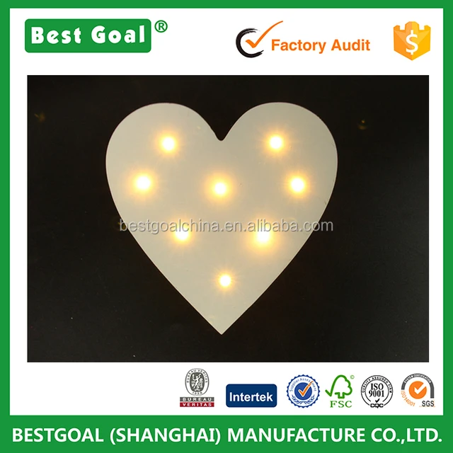 valentine"s gift indoor dorm mini white wooden heart shape light