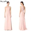2019New design bodycon women one shoulder pink long elegant evening dress