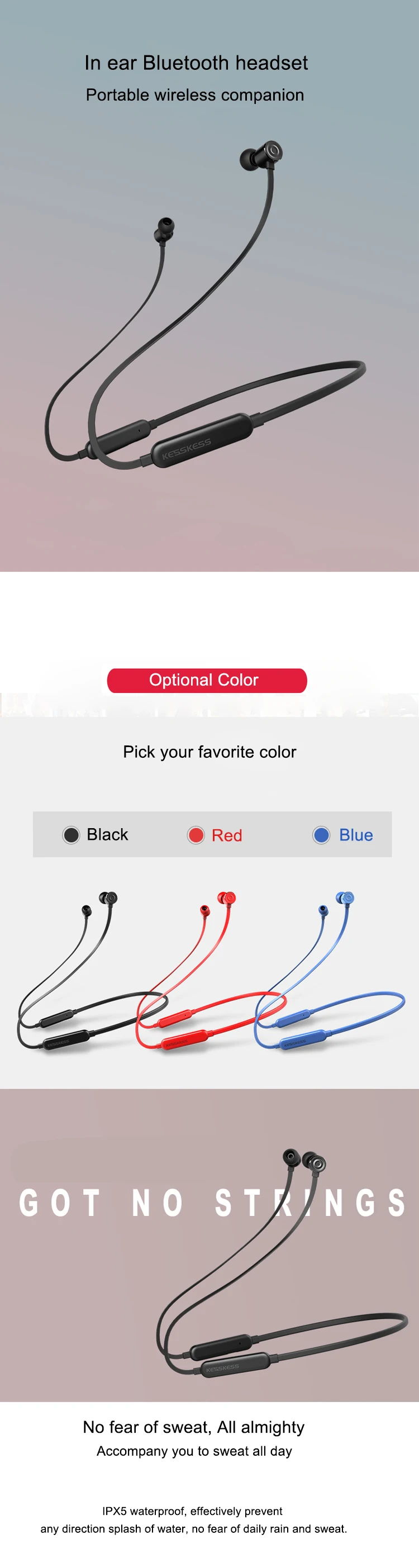 OEM custom in ear neckband bluetooth headphone bluetooth headset made in china - ANKUX.COM