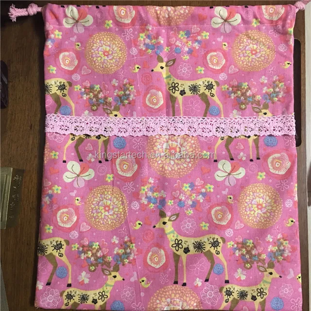 high quality pink floral print mini drawstring backpack tote