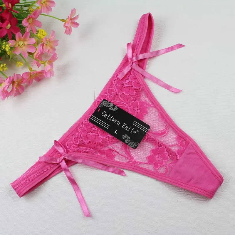 Stock Newest lady bowknot Sey G String underwear Women Lace Transprent Low Waist seamless panties see through Thongs Underwear B