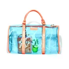 Women Eco-friendly Custom Print Logo Transparent Clear Waterproof PVC Duffel Bag Gym Sport Duffle Bag