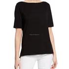 Ladies short-sleeve boat-neck stretch cotton tops designs
