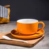 Hot selling grace bright color ceramic expresso tea cup saucer set with spoon